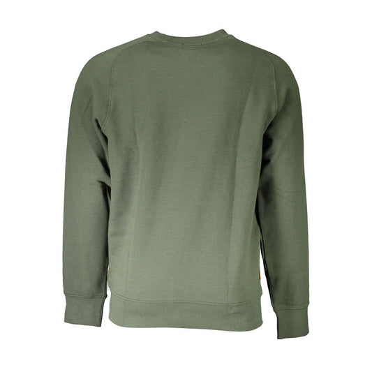 Green Round Neck Cotton Blend Sweater