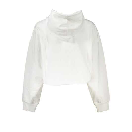 Chic White Hooded Sweatshirt with Logo Detail