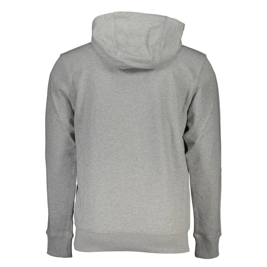 Elegant Gray Hooded Cotton Sweatshirt