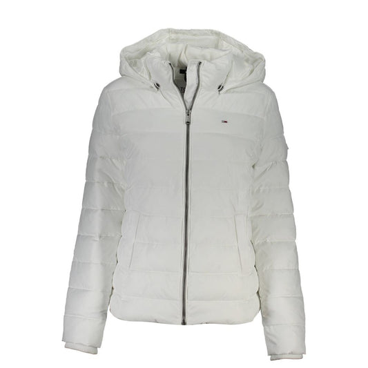 Chic White Long Sleeve Jacket with Removable Hood