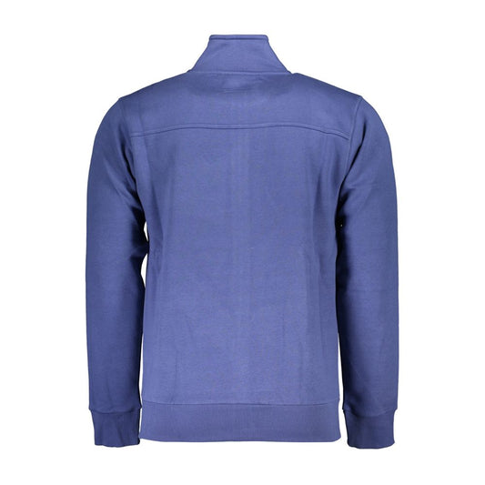Classic Blue Zippered Sweatshirt with Embroidery