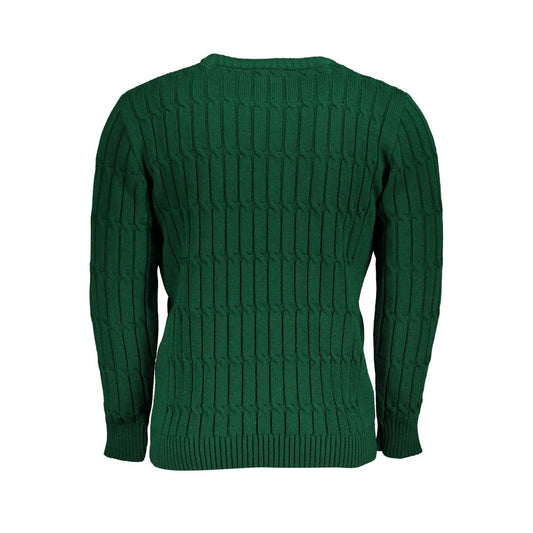 Elegant Crew Neck Twisted Green Sweater