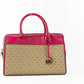 Travel Medium Carmine Pink Signature PVC Duffle Crossbody Bag Purse