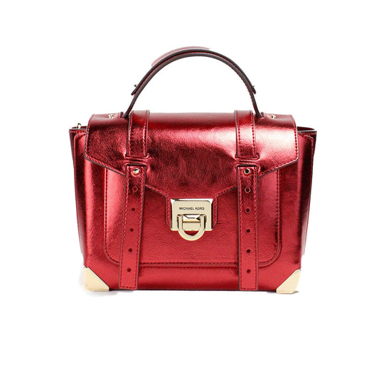 Manhattan Medium Crimson Leather Top Handle School Satchel Bag