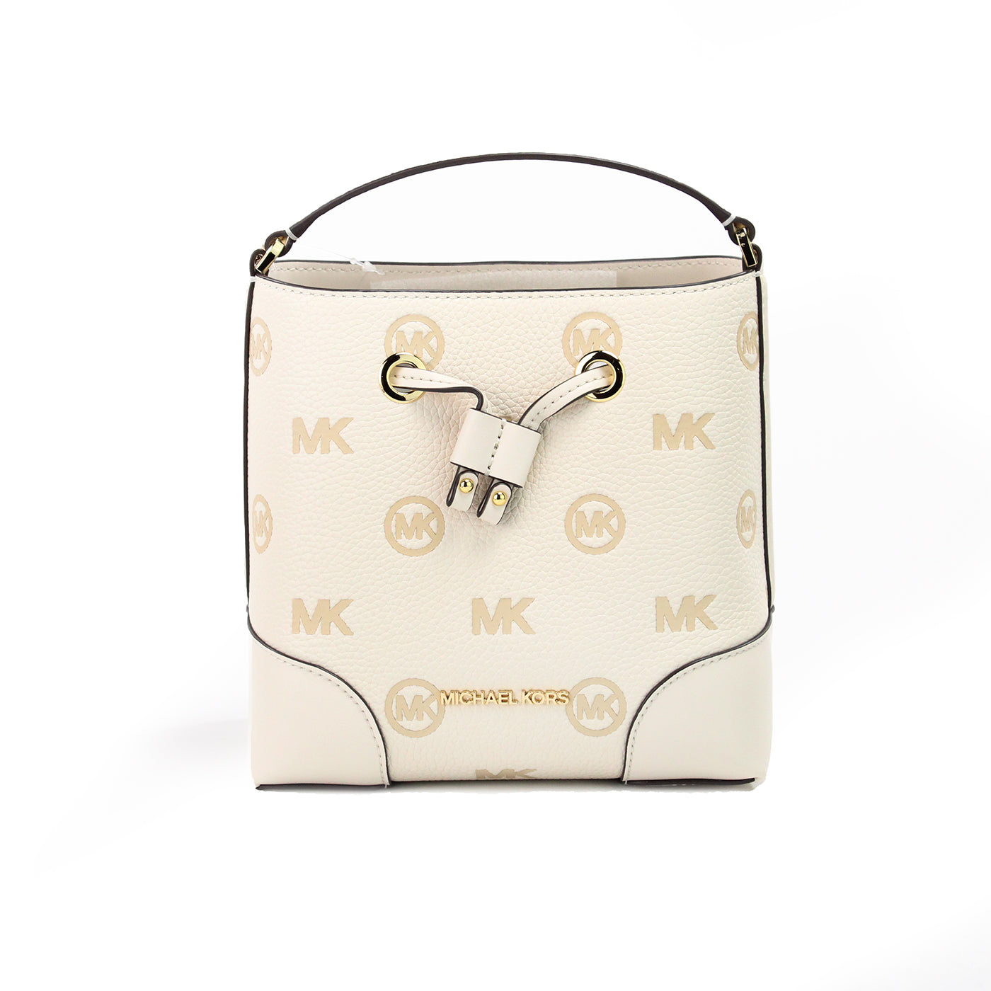 Mercer Small Light Cream Embossed Drawstring Bucket Messenger Bag