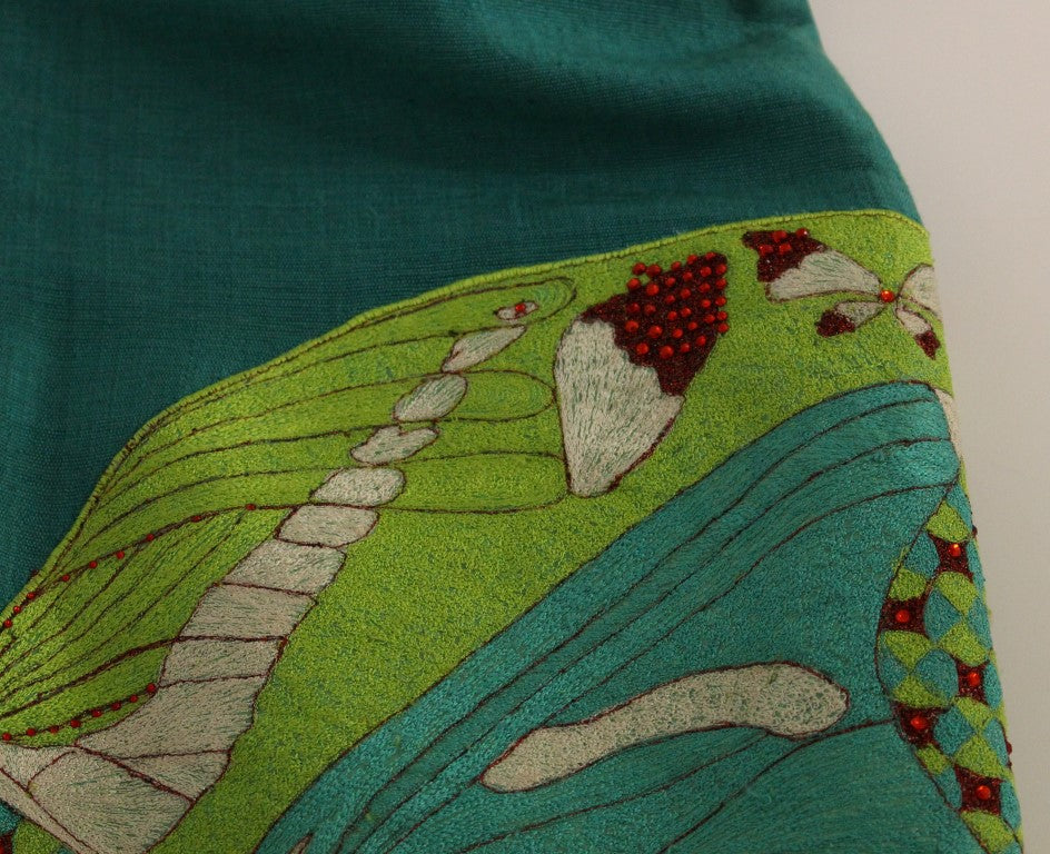 Elegant Embroidered Green Mini Dress