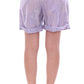 Elegant Purple Viscose Shorts - Side Zip Closure