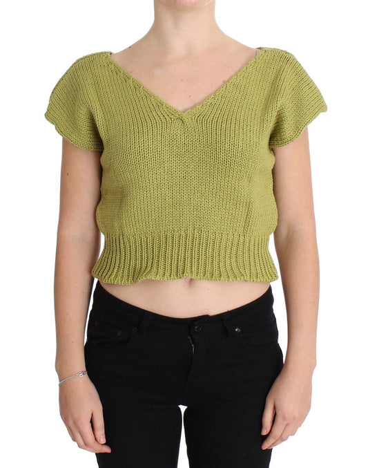 Elegant Green Knitted Vest Sweater