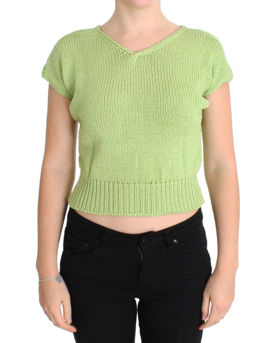 Elegant Green Knitted Sleeveless Vest Sweater