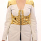 Elegant White & Gold Leather Jacket