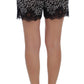 Elegant Black & White Floral Lace Silk Shorts