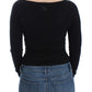 Chic Cropped Black Wool-Cashmere Sweater