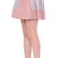 Sleek Pleated Mini Skirt in Pink and Gray