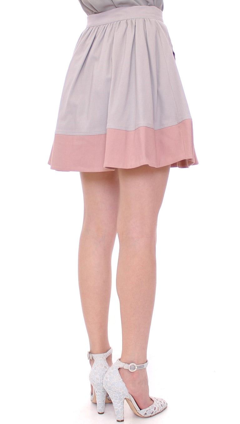 Sleek Pleated Mini Skirt in Pink and Gray