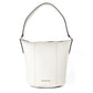 Brooke Medium Pebbled Leather Bucket Messenger Crossbody Handbag (Light Cream)
