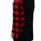 Chic Red & Black Checkered Wool Crewneck Sweater