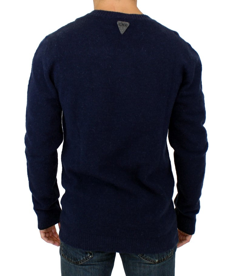 Chic Blue Striped Crewneck Sweater Pullover