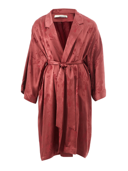 Red Allover printed robe Trench coat