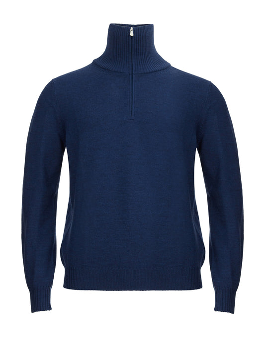 Blue Mock Turtleneck Wool Sweater