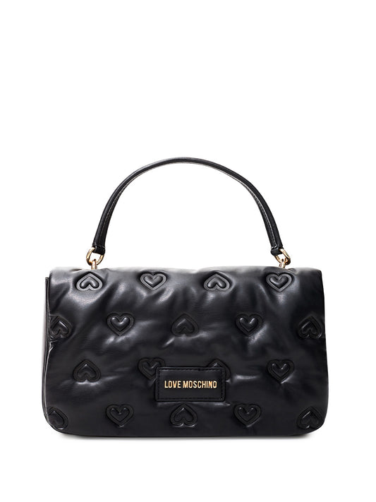 Embossed Hand Black Bag with Logo