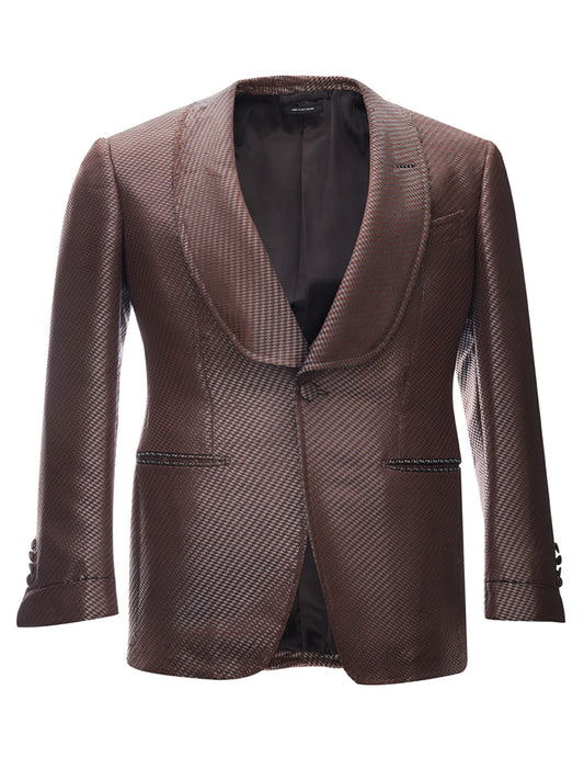 Brown bronze Silk Smoking Jacket