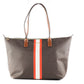 Travel Large Leather Stripe Top Zip Tote Handbag Shoulder Bag (Tangerine Multi)
