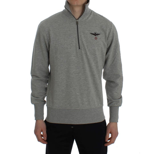 Elegant Half-Zip Gray Sweater for Men