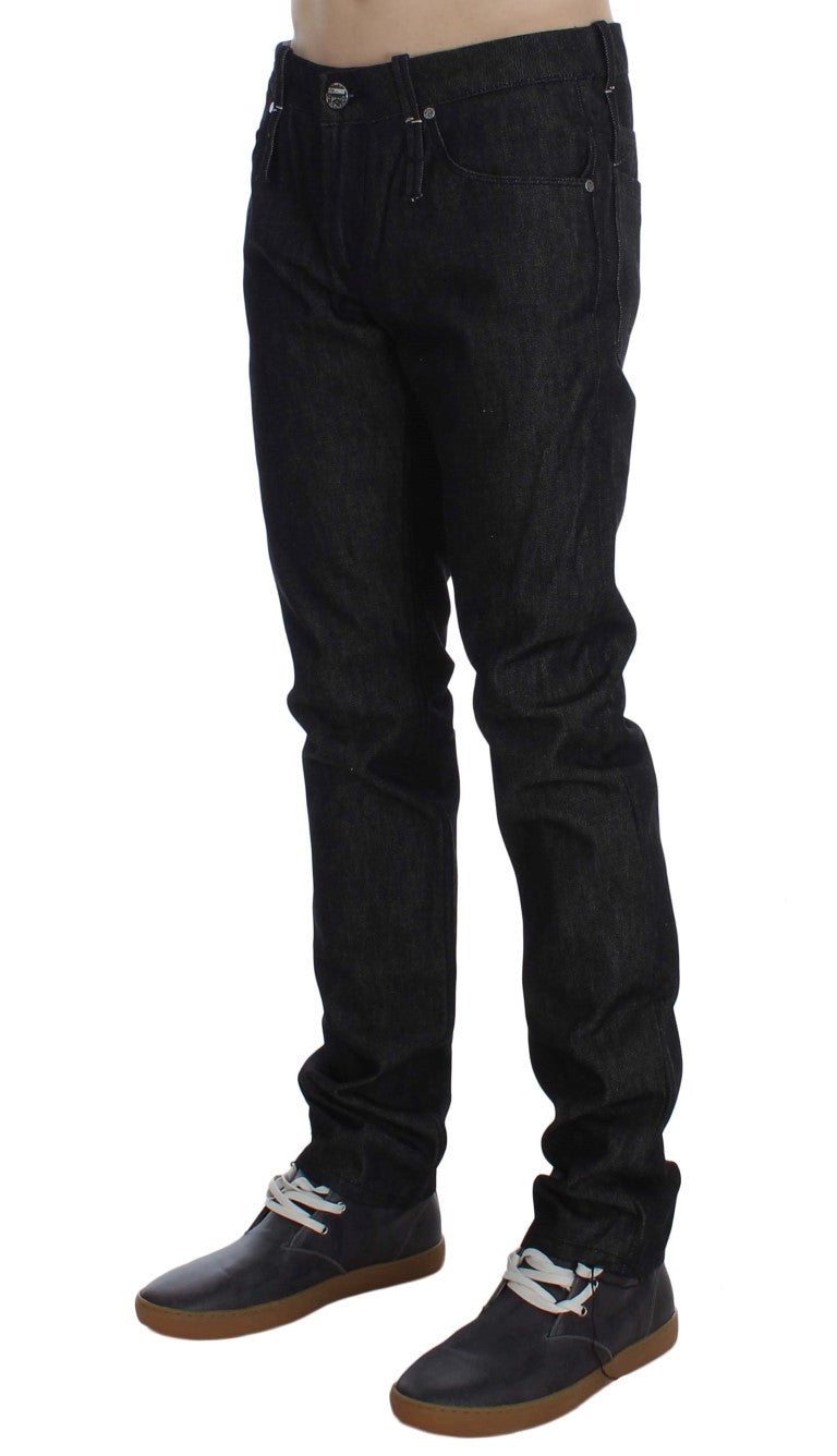 Jet-Black Slim Skinny Fit Cotton Jeans