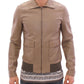 Elegant Beige Lambskin Leather Jacket