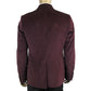 Men's 2 Buttons Wine Printed Cotton Elastane Stretch Jacket