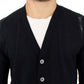 Elegant Black Wool Blend Cardigan