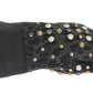Gray Wool Shearling Studded Green Leopard Gloves