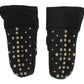 Gray Wool Shearling Studded Gloves