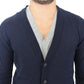 Chic Blue Wool Blend Cardigan Sweater