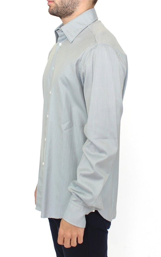Elegance Unleashed Gray Casual Button-Front Shirt