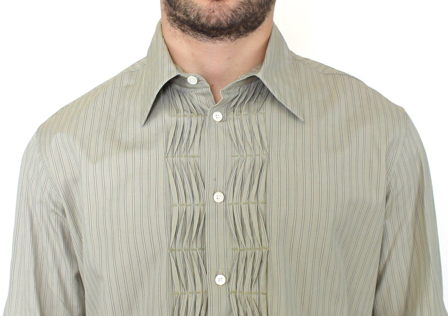 Elegantly Striped Green Casual Shirt