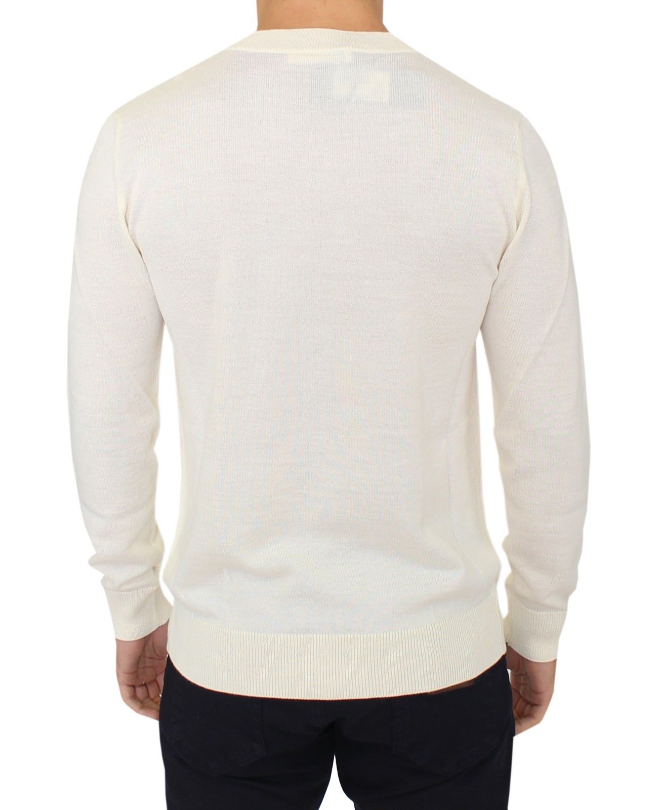 Off-White V-Neck Wool Blend Pullover