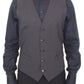 Elegant Gray Wool Stretch Dress Vest