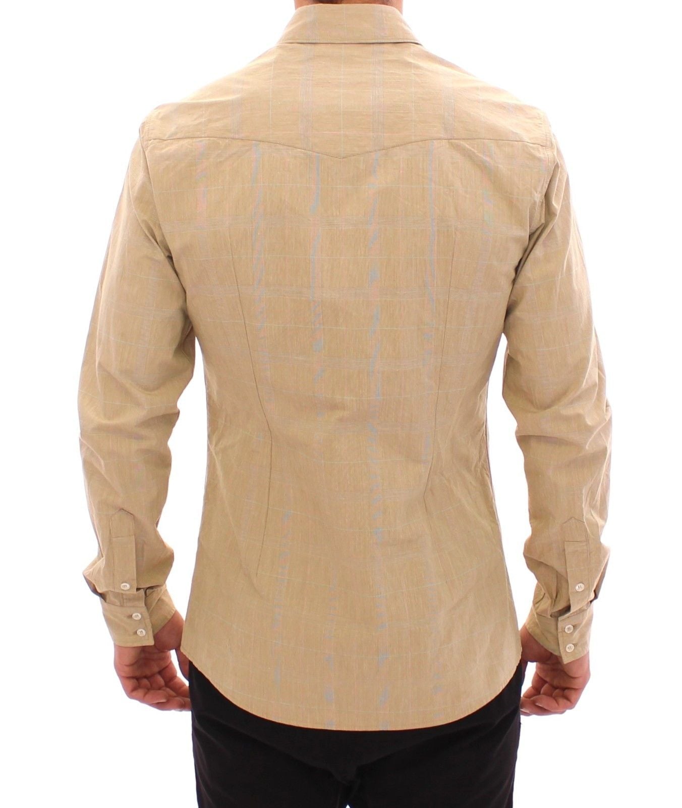 Elegant Sicilia Beige Checkered Casual Shirt