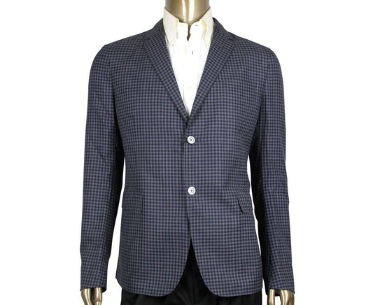 Gucci Men's Formal Midnight Blue Grey Wool Jacket 2 Buttons