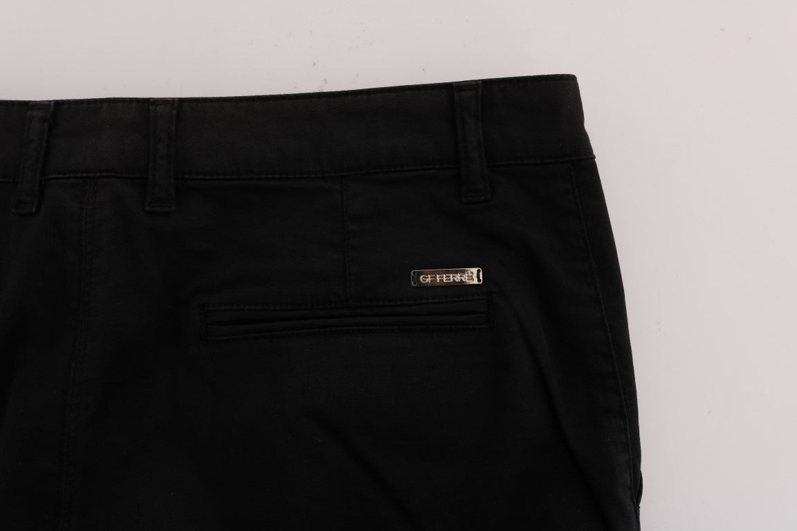 Elegant Slim Fit Black Cotton Trousers