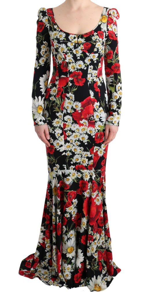 Elegant Full Length Sheath Floral Dress