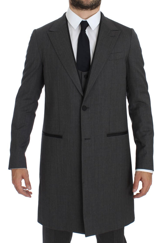 Elegant Gray Wool Stretch 3-Piece Suit