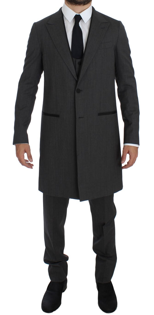 Elegant Gray Wool Stretch 3-Piece Suit