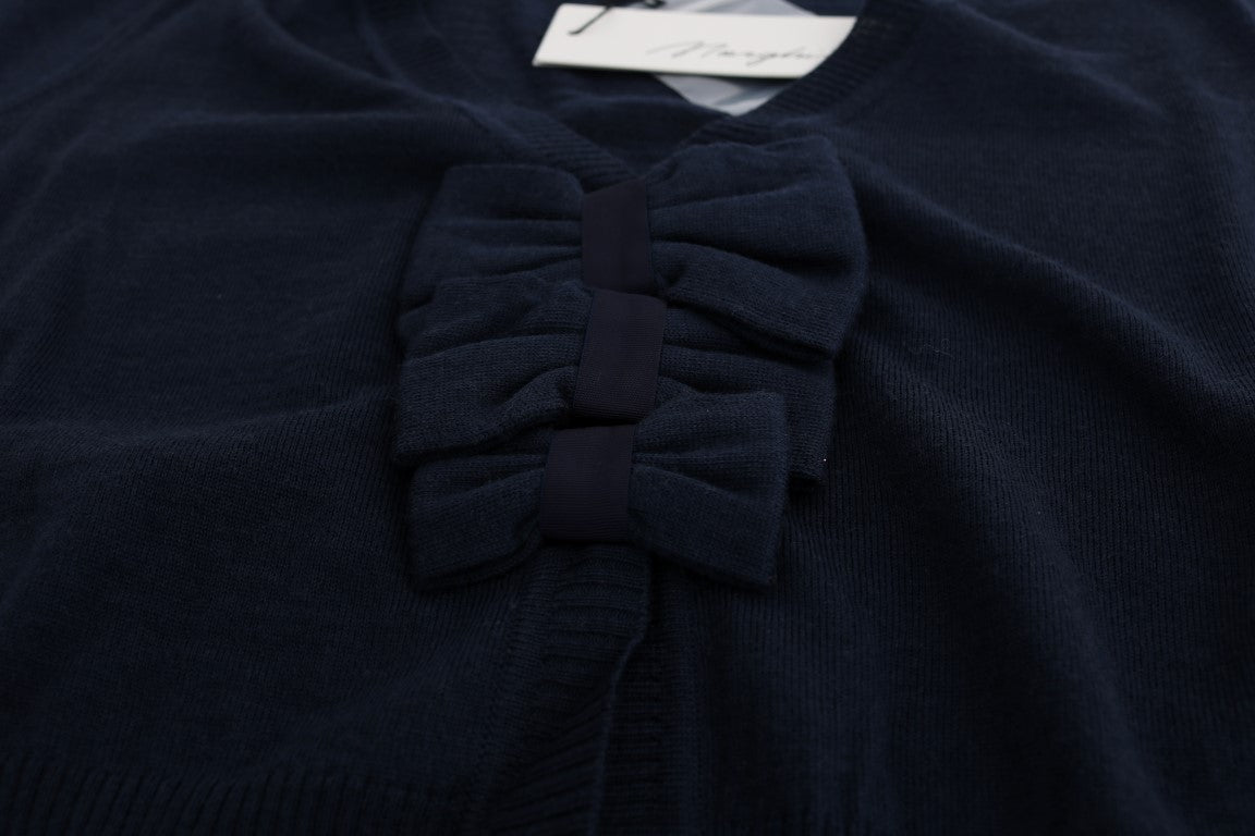 Elegant Blue Wool Cardigan Sweater