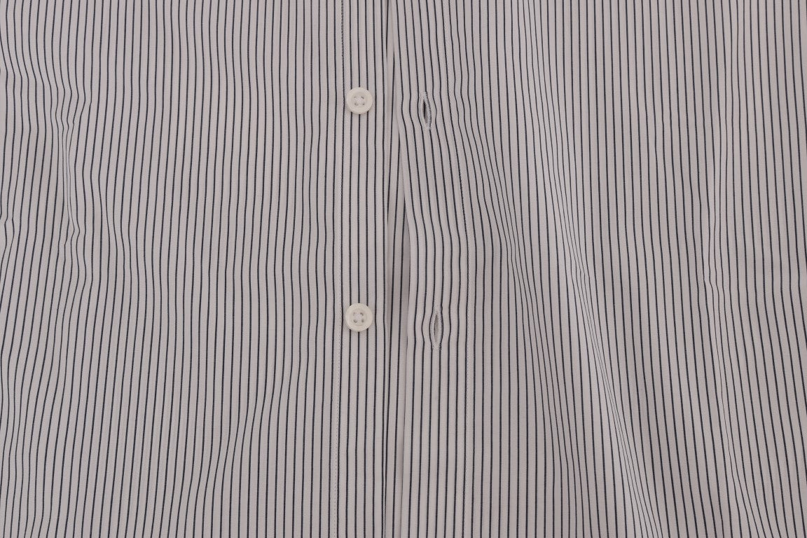 Elegant White & Blue Striped Casual Shirt