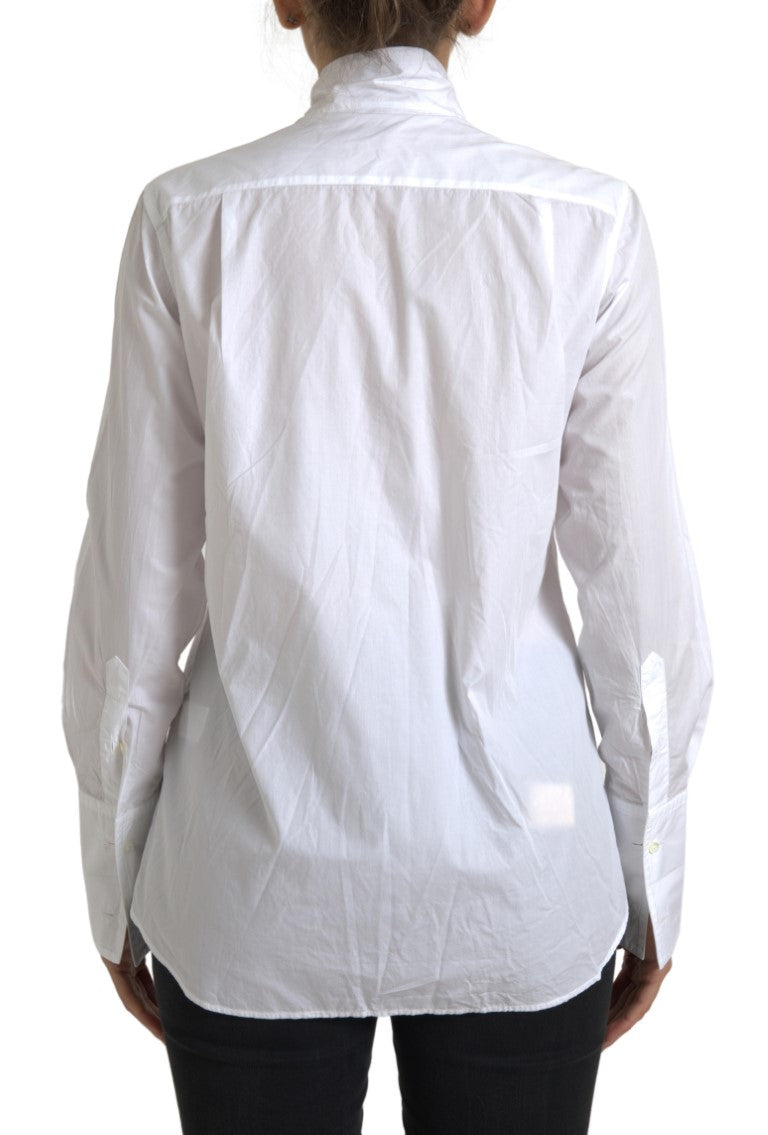 Elegant White Cotton Long Sleeve Shirt