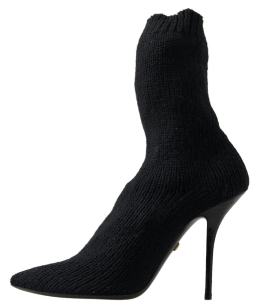 Black Stiletto Heel Mid Calf Women Boot Shoes