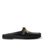 Black Leather Visconti Slippers Dress Shoes