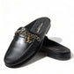 Black Leather Visconti Slippers Dress Shoes